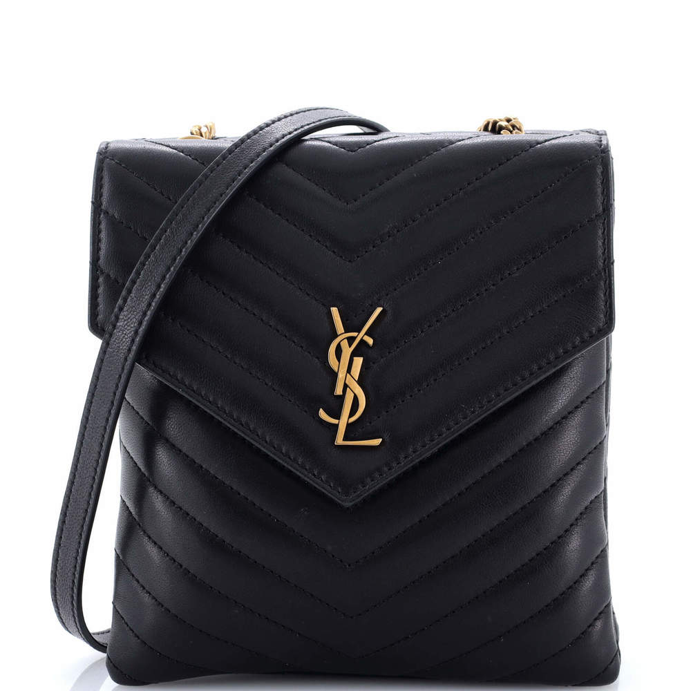 Saint Laurent Double Flap Bag Chevron Leather